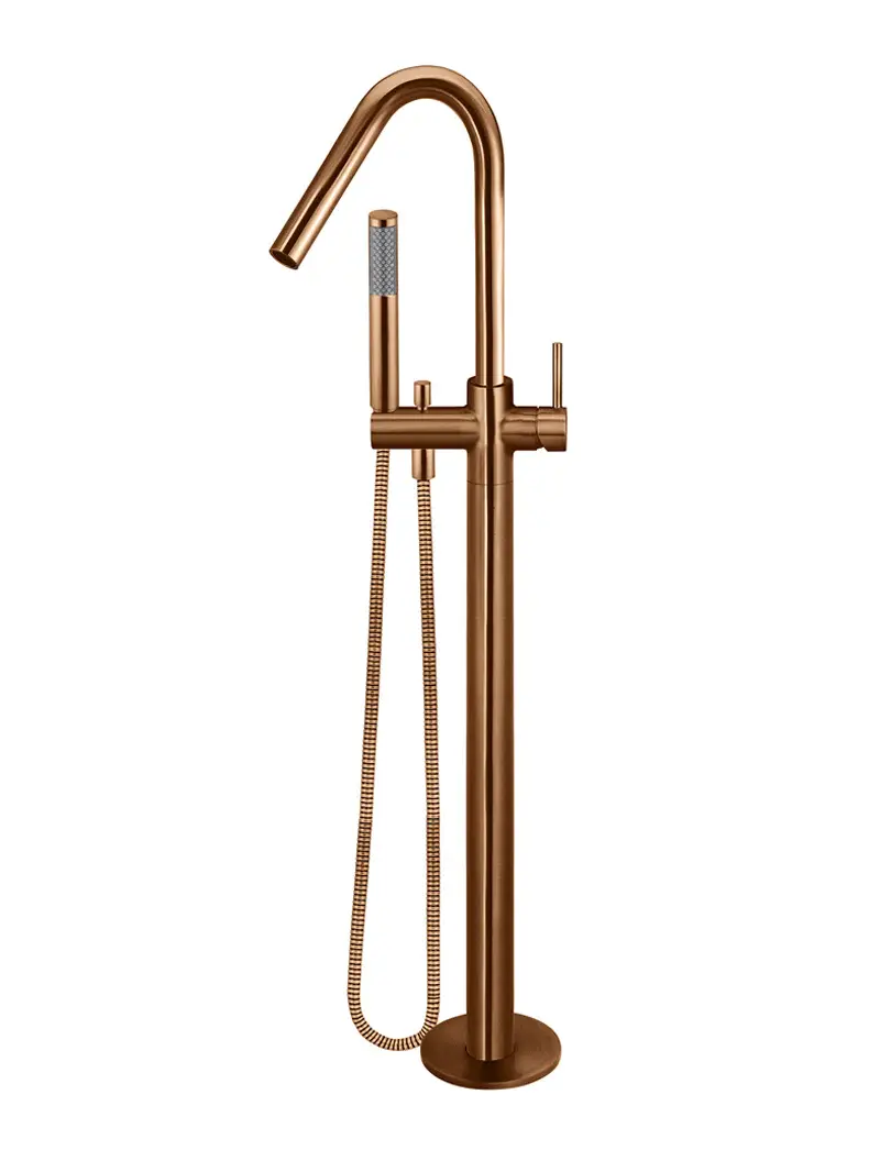 Round Freestanding Bath Spout and Hand Shower